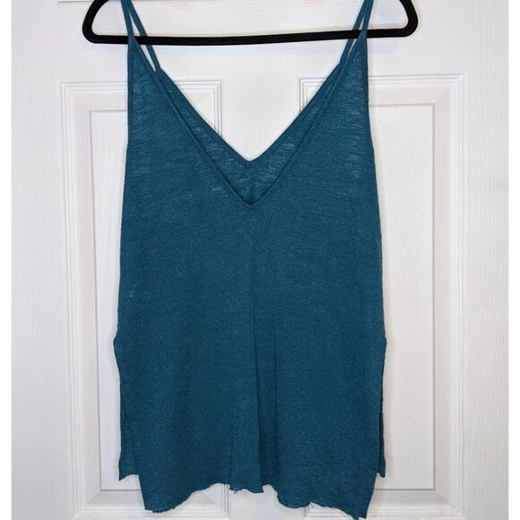 Urban Outfitters Project Social T Made In LA Teal Blue Sheer V Neck Tank Top S - Picture 12 of 13